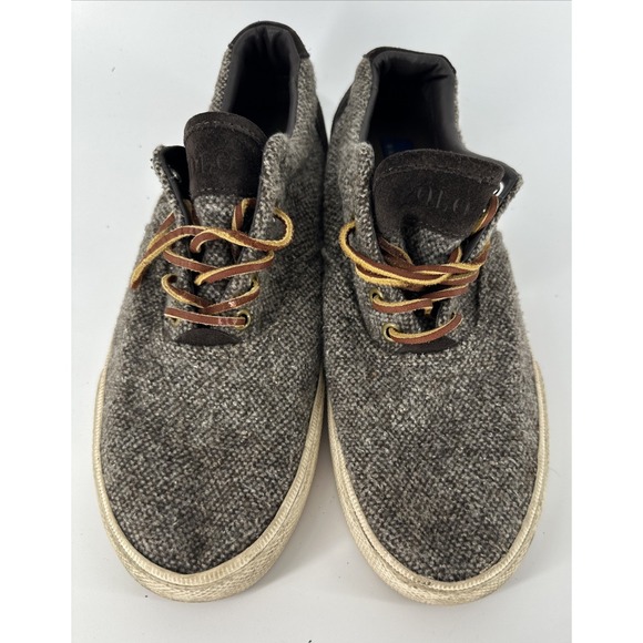 Men's 9 D POLO Ralph Lauren Vaughn Donegal Wool Tweed & Suede Casual Sneakers - Picture 7 of 10